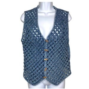 Van Heusen unique crisscrossed denim vest